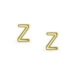 ABC Tiny 14K Gold Block Alphabet Letter B Initial Stud Earrings Screw-Back - Image 32