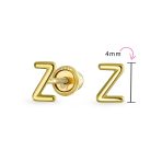ABC Tiny 14K Gold Block Alphabet Letter B Initial Stud Earrings Screw-Back - Image 66