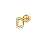 ABC Tiny 14K Gold Alphabet B Letter Initial 1 Stud Earring Piercing Screw-Back - Image 4