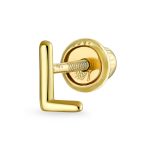 ABC Tiny 14K Gold Alphabet B Letter Initial 1 Stud Earring Piercing Screw-Back - Image 10