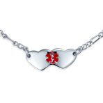 Dainty Heart Shape Red Medical Identification Blank ID Bracelet .925 Sterling Silver Wrist 6 -7 Inch - Image 45