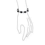 Black Gold Tone Pave Crystal Ball Strand Bracelet Black Cord - Image 5