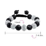 Black Gold Tone Pave Crystal Ball Strand Bracelet Black Cord - Image 8
