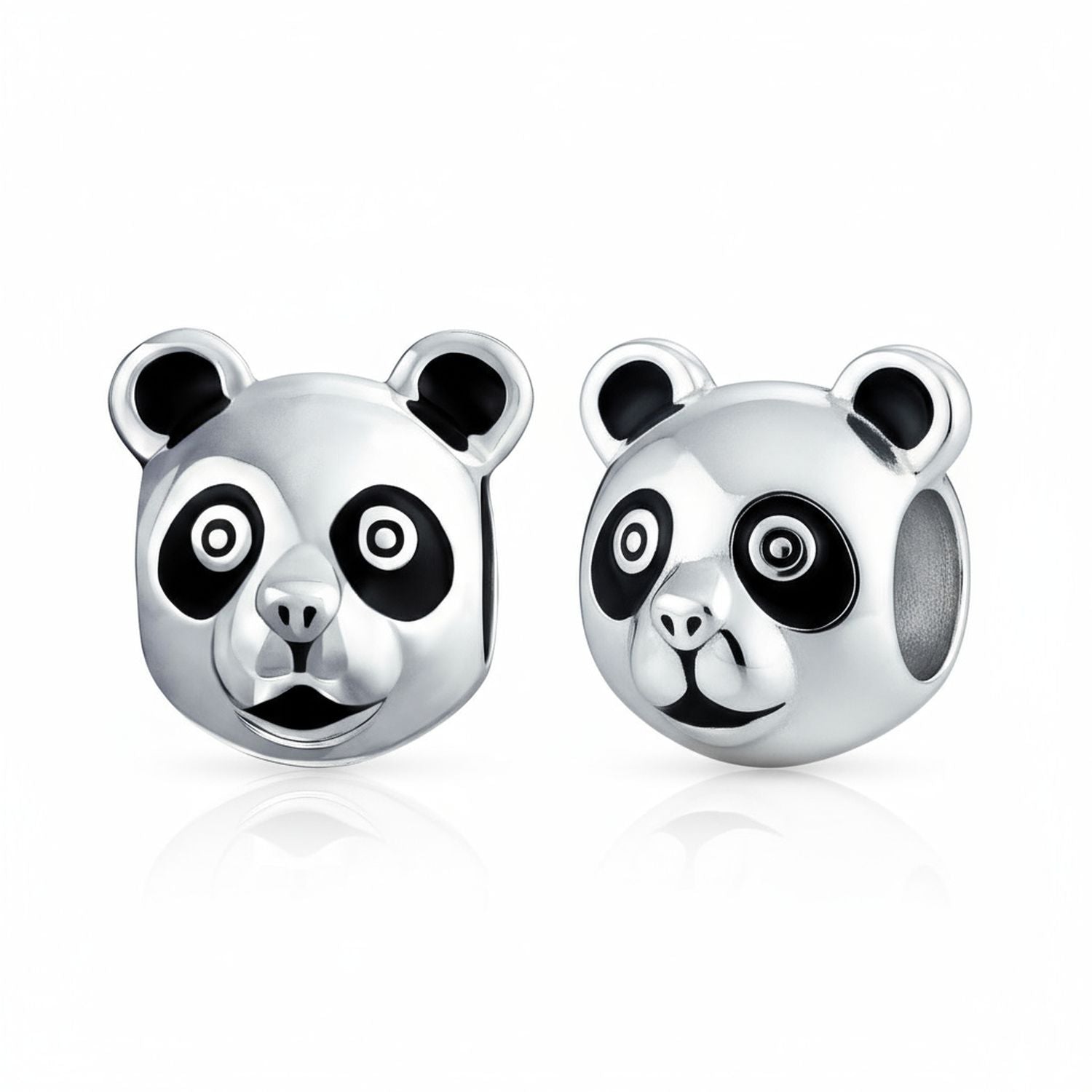 adorable-panda-bear-face-charm-silver-pbx-he-542-set2-az Set of 2 Koala Panda Charm Bead Two Tone Sterling Silver Fits European Bracelet - Image 1