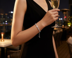 Cubic Zirconia Bolo Style CZ Slide Tennis Bracelet Gold Silver Plated Adjustable - Image 5