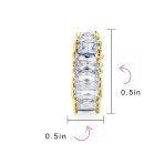 Set of 2 CZ Hoop Huggie Earrings Emerald Cut Milgrain Edge - Image 4
