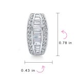 Bridal Baguette CZ Half Hoop Earrings Omega Back Clip - Image 4