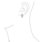 Bridal Baguette CZ Half Hoop Earrings Omega Back Clip - Image 3
