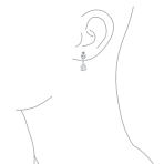 Classic Bridal Leaf Motif CZ Cubic Zirconia Teardrop Dangle Clip-On Earrings Silver Plated - Image 3