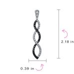Black & White Cubic Zirconia Pave Statement Long Infinity Twist Drop Earrings - Image 4