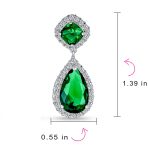Cocktail CZ Halo 7CT Emerald Green Cubic Zirconia Teardrop Chandelier Earrings - Image 4