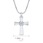 Religious Mother Of Pearl MOP Cross Pendant Necklace Rhodium Plated Brass Snake Chain Included - Image 4