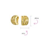 Fashion Open Criss Cross Basket Weave Wide Half Hoop Clip On Earrings For Non Pierced Ears Matte Gold Plated - Image 8