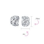 Open Criss Cross Weave Love Knot Half Hoop Clip On Earrings Non Pierced Ears Silver - Image 5