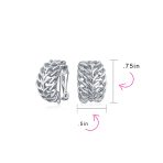 Open Weave Leaf Feather Motif Wide Half Hoop Clip On Earrings Non Pierced Ears - Image 8