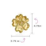 Set of 2 Heart Petals Flower CZ Clip-On Earrings Gold Plated - Image 4