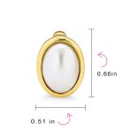 Simple White Pearl Oval Button Clip On Earrings Gold Plated Non-Pierced Ears - Image 4