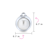 Simple White Pearl Oval Button Clip On Earrings Silver Plated Non-Pierced Ears - Image 4