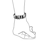 Biker Chain Skull Heads Link Bracelet Black Leather Studded - Image 3
