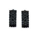 Black Pave CZ Cubic Zirconia Hoop Earrings Mini Hoop Huggies Sterling Silver - Image 4