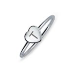Tiny Blank Heart Shape for Initial Monogram Signet Ring .925 Sterling Silver - Image 15