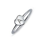 Tiny Blank Heart Shape for Initial Monogram Signet Ring .925 Sterling Silver