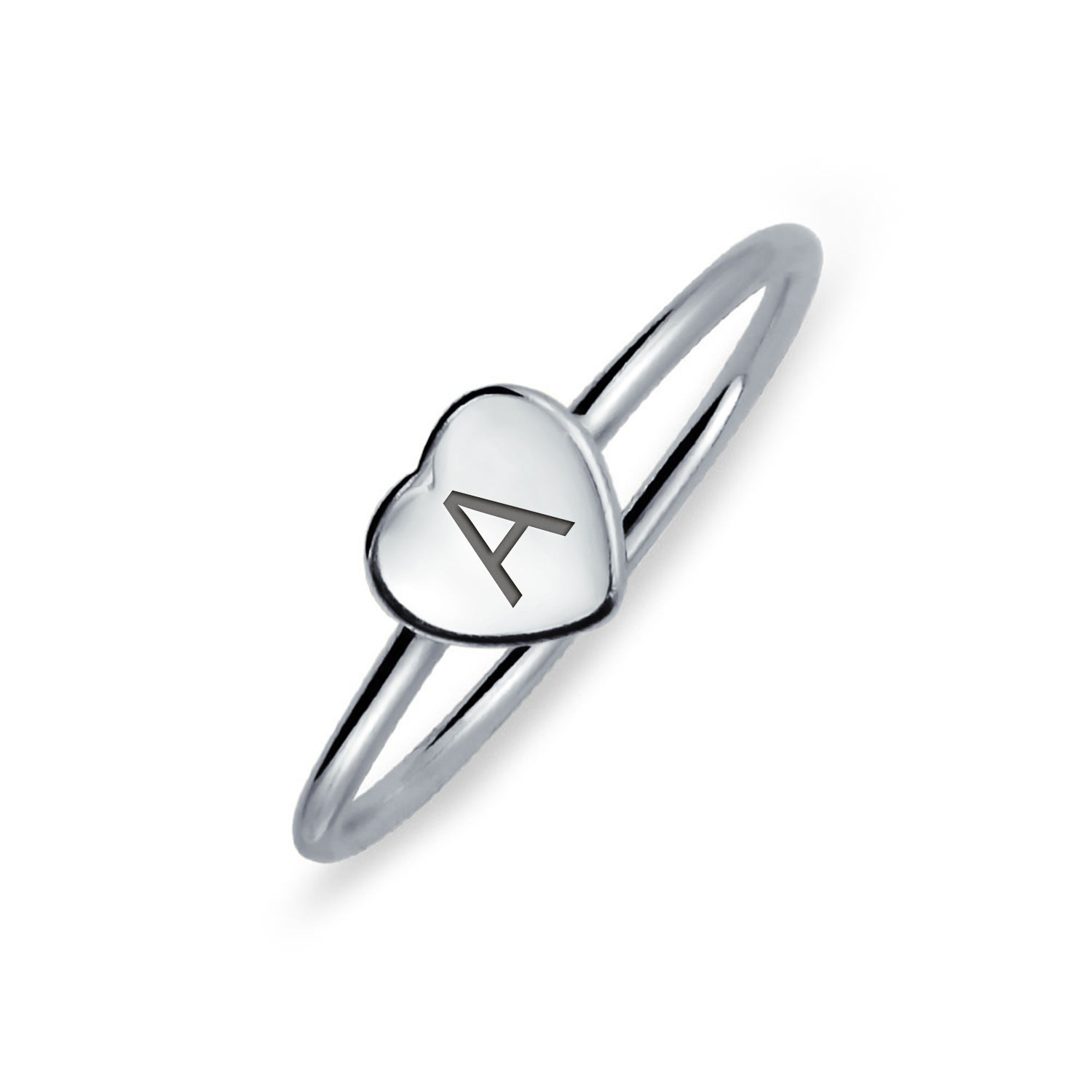 alphabet-ring-letter-silver-a_pfs-101-0298-4-a_1 Tiny Blank Heart Shape for Initial Monogram Signet Ring .925 Sterling Silver - Image 1