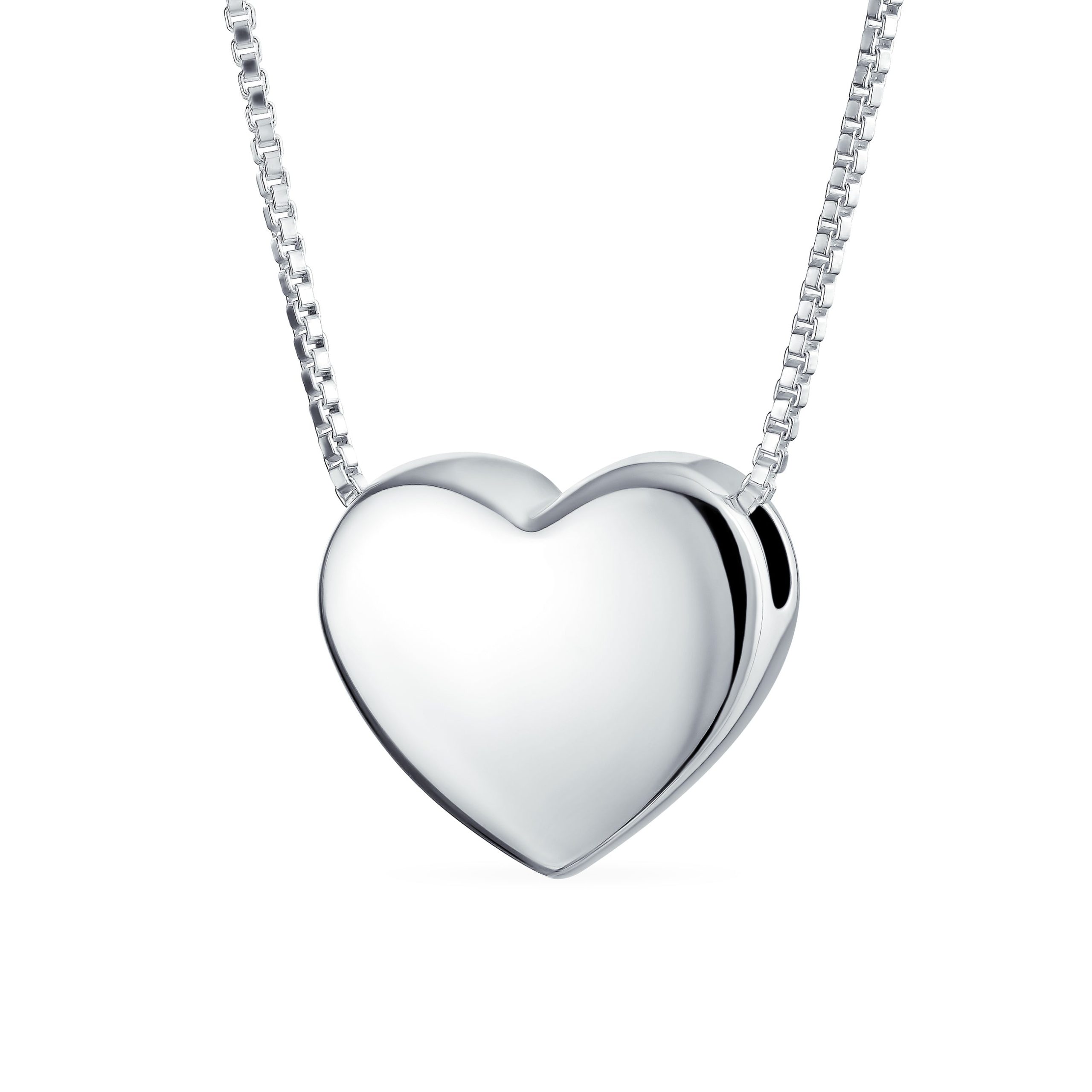 alphabet-simple-monogram-heart-pendant-silver-appl-jtn-260420-az_01 Plain Alphabet Initial Heart Pendant Necklace in Sterling Silver A-AZ Monogram - Image 1