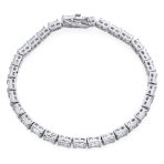 Fancy Alternating Bars & 20CTW Princess Cut Cubic Zirconia Tennis Bracelet Silver Plated 7 Inch - Image 2