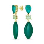 Fashion Tri Color Multi-Tier Statement Rhombus Teardrop Dangling Earrings - Image 2