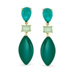 Fashion Tri Color Multi-Tier Statement Rhombus Teardrop Dangling Earrings - Image 4