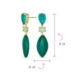 Fashion Tri Color Multi-Tier Statement Rhombus Teardrop Dangling Earrings - Image 9