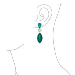 Fashion Tri Color Multi-Tier Statement Rhombus Teardrop Dangling Earrings - Image 8