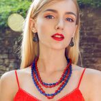 Extra Long Beaded Seed Oval Strand Necklace in Purple Red Blue Turquoise 50 Inch - Image 7