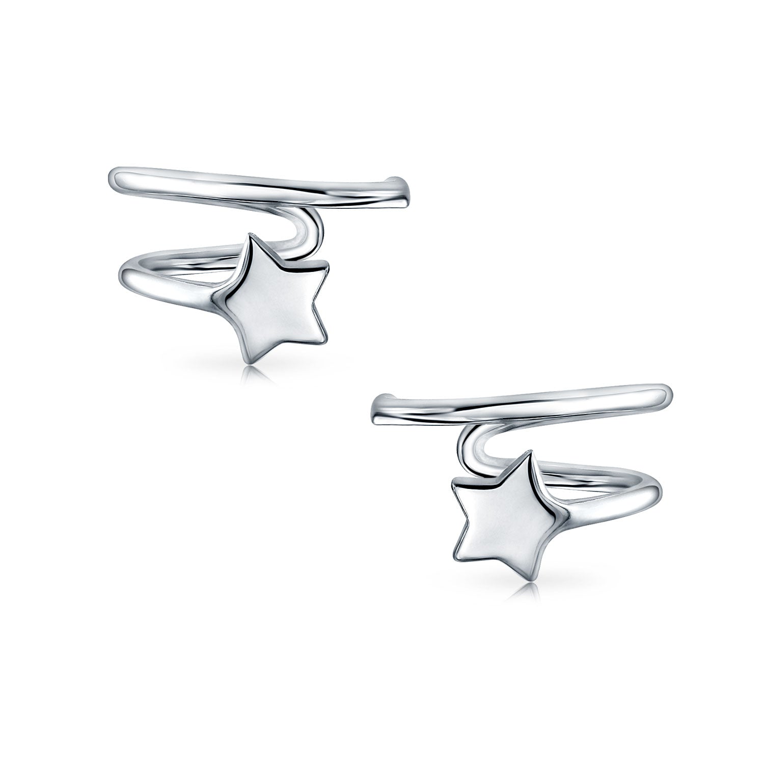 american-patriotic-rock-star-earrings-silver_pfs-12-6455_1 Celestial Star Cartilage Ear Cuffs Wrap Helix Earrings .925 Sterling Silver - Image 1