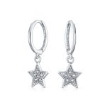 American Patriotic Dangle Chandelier Earrings CZ Stars