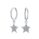 American Patriotic Dangle Chandelier Earrings CZ Stars