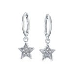 American Patriotic Dangle Chandelier Earrings CZ Stars - Image 2