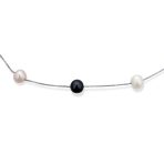 Bridal Tin Cup Freshwater Cultured Pearl Chain Station Necklace Sterling Silver - Image 5