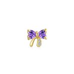 14K Gold Bow Cartilage Ear Studs CZ Minimalist Screwback - Image 2