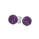 8MM Natural Gemstone Drop Ball Earrings Silver Birthstone - Image 2