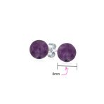 8MM Natural Gemstone Drop Ball Earrings Silver Birthstone - Image 32