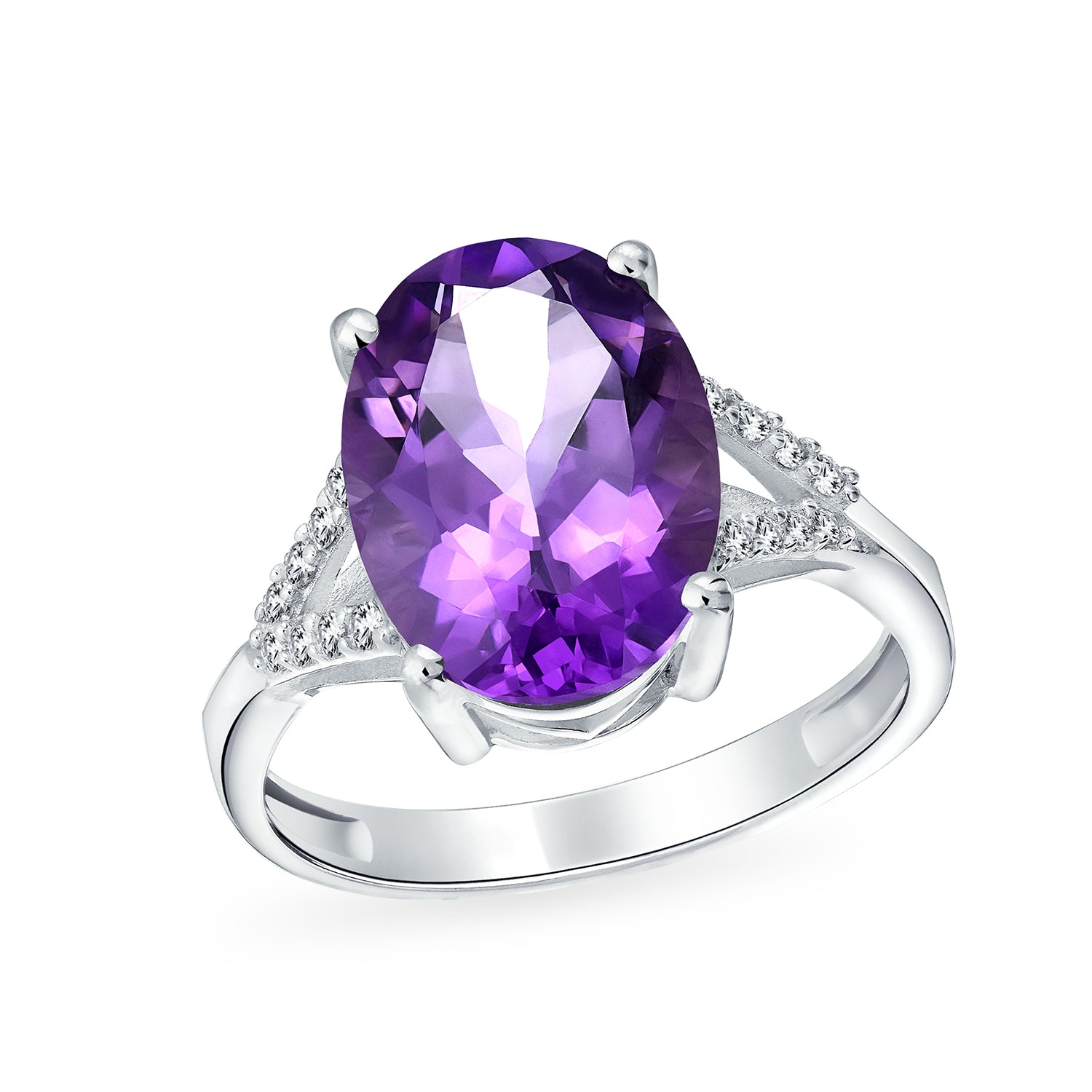 amethyst_purple-engagement_ring_11_bs-amr-7145_2 Classic Oval Gemstone Halo Statement Ring 3.8CT CZ Purple Amethyst, Zircon .925 Sterling Silver - Image 1