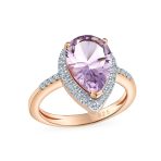 3.75CTW Pink Amethyst Zircon Ring Rose Gold Plated Silver