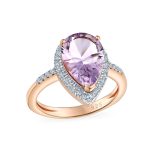 3.75CTW Pink Amethyst Zircon Ring Rose Gold Plated Silver