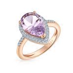 3.75CTW Pink Amethyst Zircon Ring Rose Gold Plated Silver - Image 2