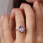 3.75CTW Pink Amethyst Zircon Ring Rose Gold Plated Silver - Image 4