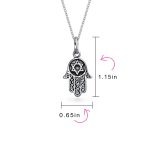 Amulet Talisman Hamsa Hand Pendant Necklace in Black Silver - Image 4