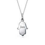 Amulet Talisman Hamsa Hand Pendant Necklace in Black Silver - Image 6