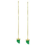 Protection Amulet Italian Horn Dangle Gemstone Earrings in Green Jade and Gold - Image 3